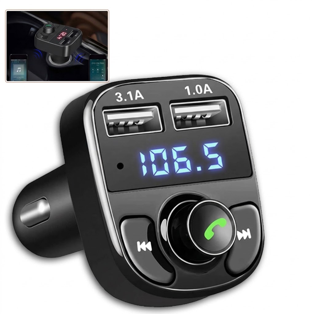 Kit de Carro Bluetooth X8 com leitor MP3 e carregador USB duplo